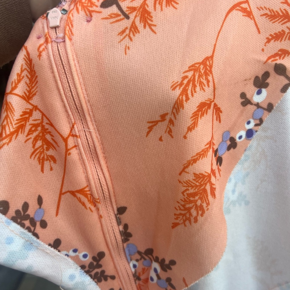 Vintage Handmade Sherbet Orange Floral Dress|plus size - Picture 3 of 11